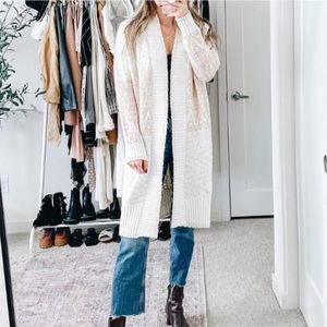Joie Cream Western Nordic Print Open Front Duster Long Line Cardigan Sz S